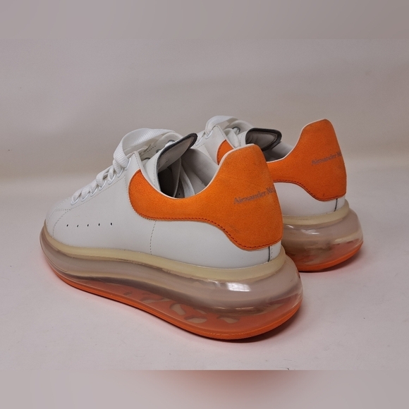 Alexander Mcqueen White Orange Leather Oversized Clear Sole Sneakers EU 43 10 US - Picture 10 of 16